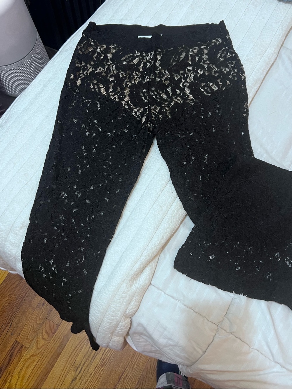 Moschino Black Wide Leg Lace Pants